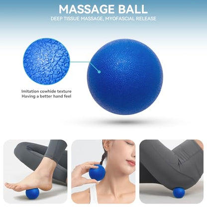 Krightlink 5 in 1 Foam Roller Set for Deep Tissue Muscle Massage, High Density Trigger Point Fitness Patented Exercise Foam Roller, Massage Roller, Massage Ball, Resistance Band, for Whole Body