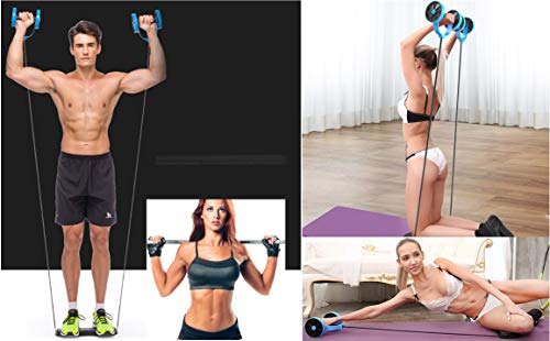 Men Ab Roller Wheel with Resistance Band Women Flex Abdominal Trainers Double Rollers Home Gym Multi-Functional Exercise Knee mat Body Fitness Equipment Core Ab Workout