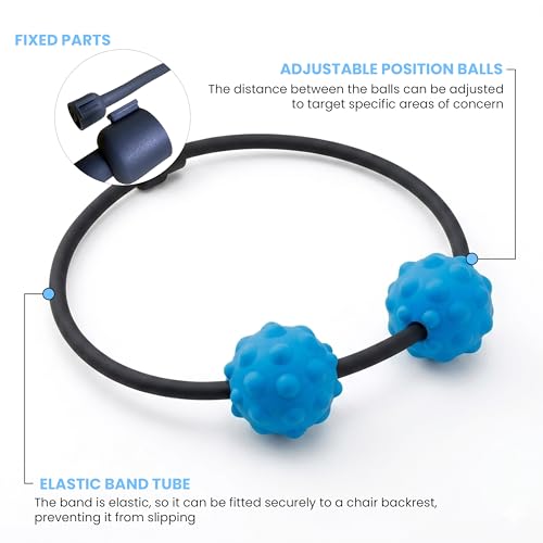 Adjustable Back Massage Peaunt Balls with Stretchable TPE Elastic Tube for Chair, 32"–64", Peanut Massage Roller for Deep Tissue Relief, Trigger Point Massager for Neck, Back & Shoulders
