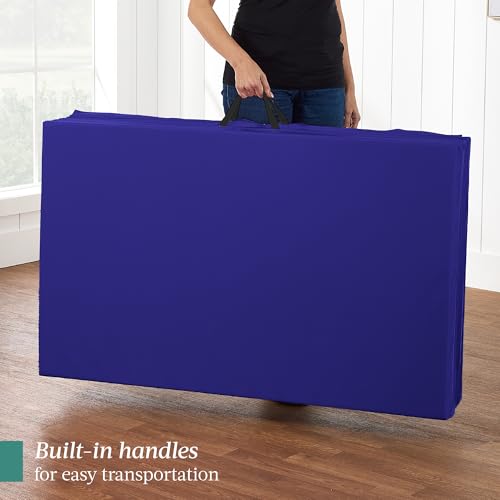 Best Choice Products 10ftx4ftx2in Folding Gym Mat 4-Panel Exercise Gymnastics Aerobics Workout Fitness Floor Mats w/Carrying Handles - color: Royal Blue