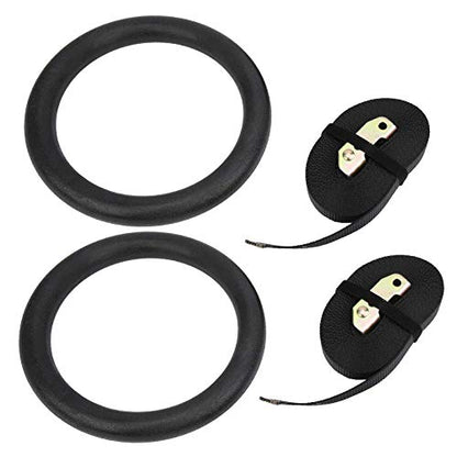 Gymnastic Hanging Rings with Sturdy ABS Rings and Polyester Webbing for Indoor and Strength Training, Black
