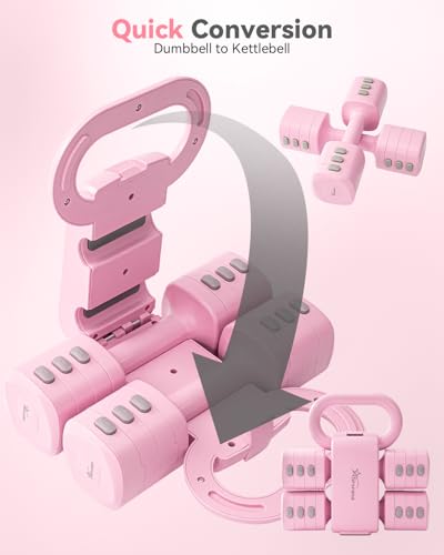 2-in-1 Adjustable Kettlebell Dumbbell Set for Women - color: Pink, style: Set