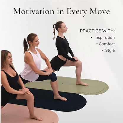 Arch-shaped Yoga Mat, Eco PU Rubber, Non-Slip Exercise Mat for Yoga, Pilates, Home Workout & Stretching with Carry/Stretch Strap & Motivational Design - color: black