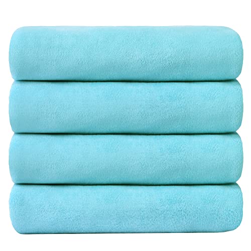 JML Bath Towel, Microfiber Bath Towels Set 4 Pack (30" x 60") - Large Size, Extra Absorbent, Quick Drying, Multipurpose Use as Bath Fitness Towel, Sports Towels, Yoga Towel, Aquamarine