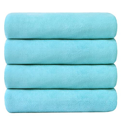 JML Bath Towel, Microfiber Bath Towels Set 4 Pack (30" x 60") - Large Size, Extra Absorbent, Quick Drying, Multipurpose Use as Bath Fitness Towel, Sports Towels, Yoga Towel, Aquamarine