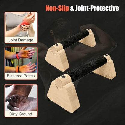 Wooden Fitness Equipment Parallettes Bars Push Up Bars & Calisthenics Bar Handstand Blocks and Pushup Handles for Men