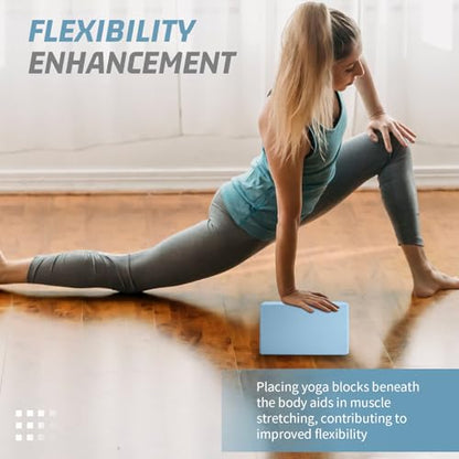 Yoga Blocks 2 Pack 3x6x9IN Foam Block Supportive Latex-Free with Beveled Edges, Non-Slip Exercise Blocks for Pilates, Meditation, Balance, Stretching and Deep Poses