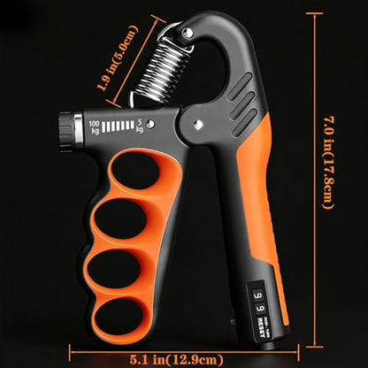 Hand Gripper Strengthener, 11-220LBs Adjustable Resistance Grip Strength Trainer with Counter, Forearm Exerciser for Injury Recovery and Muscle Building