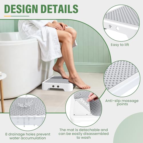 SOYO Mobility One Step Stool, Heavy Duty Indoor Outdoor Non-Slip Small Step Platform Assistive Device for Adult Elderly, Standing Support and Step Riser for Car, Bed, Door, Stair, Bathroom, White-Gray