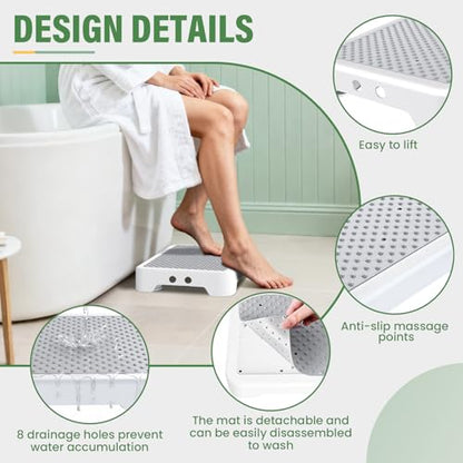 SOYO Mobility One Step Stool, Heavy Duty Indoor Outdoor Non-Slip Small Step Platform Assistive Device for Adult Elderly, Standing Support and Step Riser for Car, Bed, Door, Stair, Bathroom, White-Gray