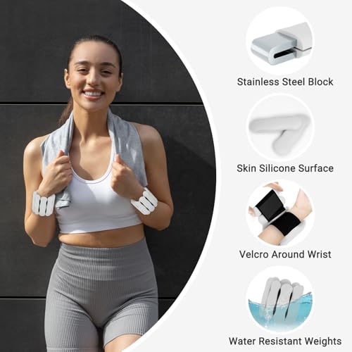 Ankle Weights Wrist Weight for Women Men, Set of 2, 1 lb/2 lb Each - color: Grey, size: 1lb each weight (2lbs Pair)