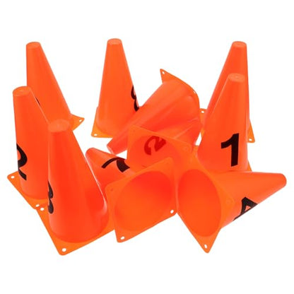VICASKY 10pcs Soccer Mini Cones Numbered Agility Training Markers, 23cm Plastic Sports Spot Markers for Football and Basketball Practice, Field Drills Equipment for Youth and Adult