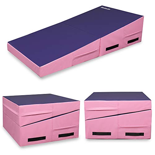 Folding Gymnastics Cheese Wedge Incline Mat, Gym Fitness Tumbling Skill Shape Mat for Kids Girls Home Training Exercise