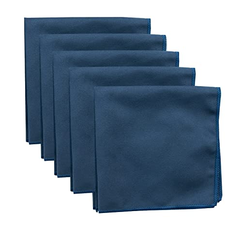 Unisex Sweat Absorbing Microfiber Handkerchiefs Quick Dry Sport Gym Towels 5 Pack - color: Navy Bule 01a