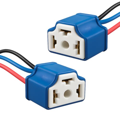 YoRise H4 HB2 9003 Car Wiring Harness Headlight Connector Plug, 16AWG Ceramic Socket Connector, Heavy Duty Car Wiring Harness Replacement for Fog Lights, Headlights, H4 Relay Harnesses (2PCS)