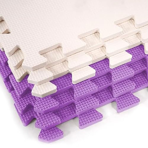 BalanceFrom 16-Pack 12x12 Inches EVA Interlocking Foam Play Tile Mat, Pink/Purple/Beige – 0.4-Inch Thick Non-Slip Puzzle Flooring for 16 Square Feet in Playroom, Nursery, or Playpen at Home