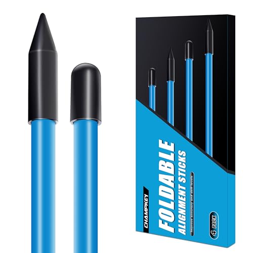 CHAMPKEY Premium Foldable 40" Golf Alignment Sticks 4 Pack - Posture Correction and Shot Accuracy Golf Training Aid - color: Blue