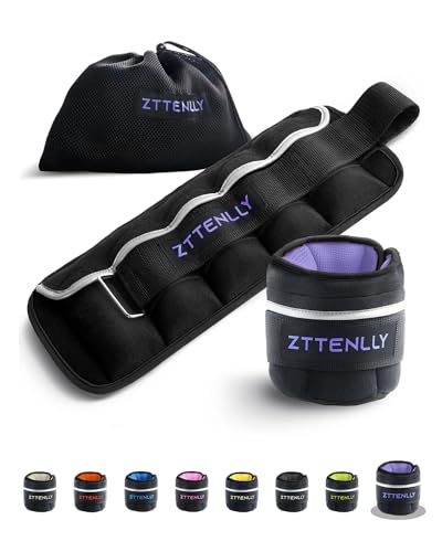 Adjustable Ankle Weights 1-5/10/15/20LBS Pair with Carry Bag - Breathable Fabrics, Reflective Trim - Strength Training Leg Wrist Arm Ankle Walking Weights Sets for Women Men Kids - color: Purple, size: 10 lbs Pair (5 lbs Each)