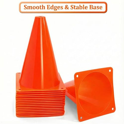 40 Pack Plastic Training Cones, 7 Inch Plastic Soccer Cones, Agility Marker Cone Traffic Cone for Basketball, Football, Skating Drills Practice, Indoor and Outdoor Games