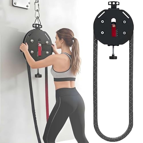 Endless Rope Trainer, Portable Cable Pulley System, Pulley Cable Machine System With Adjustable Resistance, For Grip, Arms, Back, Body Coordination Exercises, No User Weight Limit - color: Black+Red