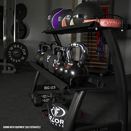 Valor Fitness 2-Tier Kettlebell Storage Rack – Heavy Duty Weight Holder, Organize Gym Equipment, 600 lb Max Weight Capacity for Dumbbells, Kettlebells & Fitness Gear Sports Equipment Organizer