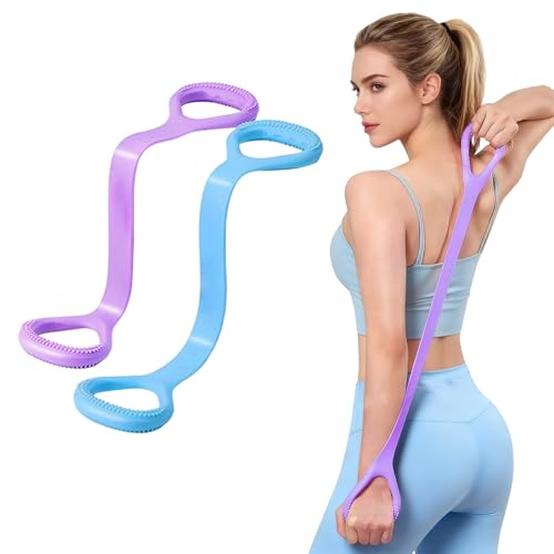 2PCS 10 Loops Stretching Strap - Non-Elastic Premium Yoga Strap for Flexibility Training, Pilates & Gymnastics, Durable Stretch Band