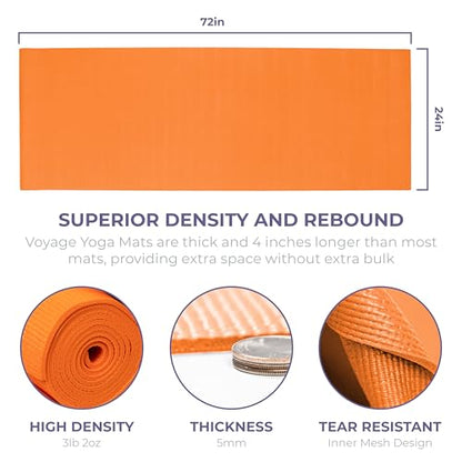 Voyage Yoga Mat, 10 Pack, 72" x 24" Professional Studio and Gym Bulk Yoga Mats, 5mm Thick, Durable, Anti-Tear, Non Slip Fitness and Exercise Mats - color: Assorted