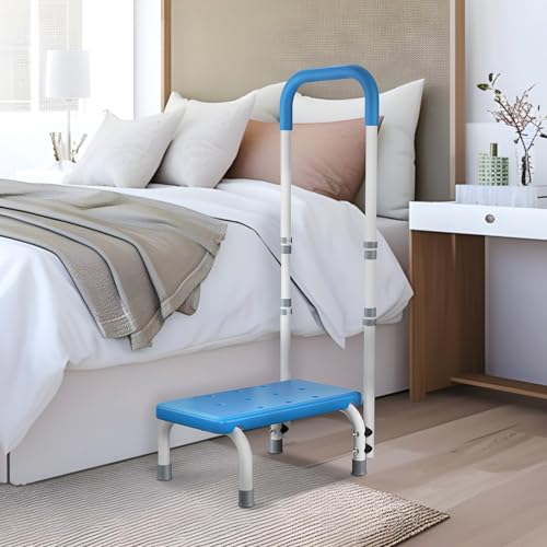 Medical Step Stool with Handle for Elderly - Sturdy Lightweight Step Stool for Bedside for Adults, Non-Skid Rubber Platform Stepping Stool, Safely Supports up to 330 Pounds,Blue