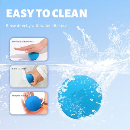 Physical Yoga Balls Massage Lacrosse Balls for Myofascial Release, Trigger Point Therapy, Muscle Soreness Deep Tissue Massage Balls Physical Therapy Equipment(2 Pack,Blue and Orange)