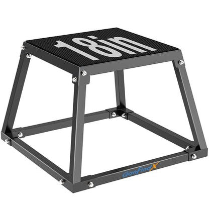 GanFindX Steel Plyometric Jump Box,12/18 Inch Heavy Duty Plyo Platform, Non-Slip Workout Step Box for Home Gym, Agility, Strength & Conditioning Training