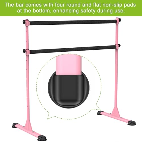 Dolibest Freestanding Ballet Bar, Height Adjustable Ballet Bar, Heavy Duty Dance Bar, with Non-Slip Rubber Pads, Enhanced Stability, Dance/Yoga/Fitness Stretching Bar, Ideal for Kids and Adults - color: Pink- 4ft Steel Cross Bar+ Black Cloth Cover