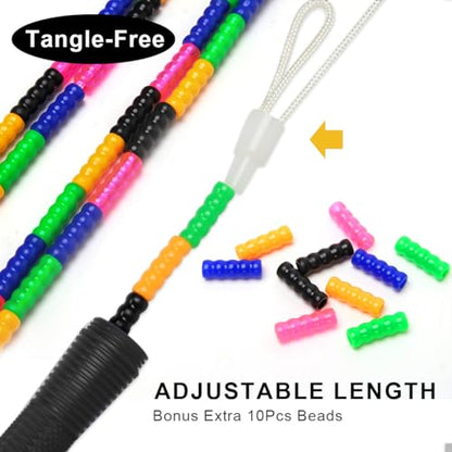 16 FT Long Jump Rope(1 PACK), Double Dutch Jump Ropes, Soft Beaded Skipping for Kids Adults, Plastic Segmented Long Enough for 4-5 Jumpers - color: Black