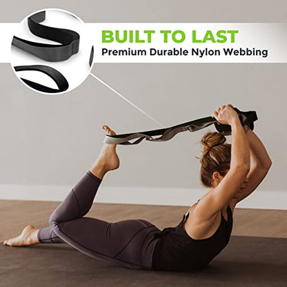 Stretching Strap for Physical Therapy, 12 Multi-Loop Stretch Strap 1.5" W x 8' L, Neoprene Handles, Physical Therapy Equipment, Yoga Straps for Stretching, Leg Stretcher.