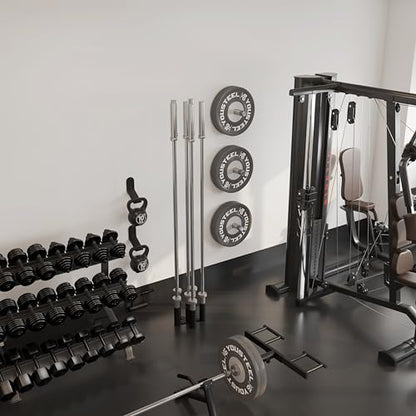 Barbell Rack Stand Vertical Olympic Bar Storage Rack 6 Bars Storage Rack for 2-inch Olympic Bars Dumbbell Handles Triceps Bars Curl Bars