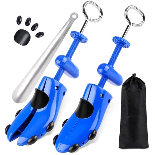 Shoe Stretcher, Plastic Pair of 4-way Adjustable Shoe Expander Shoe Tree Widener for Wide Feet Bunions - color: Blue for Men’s Shoes Us Size 9.5-13