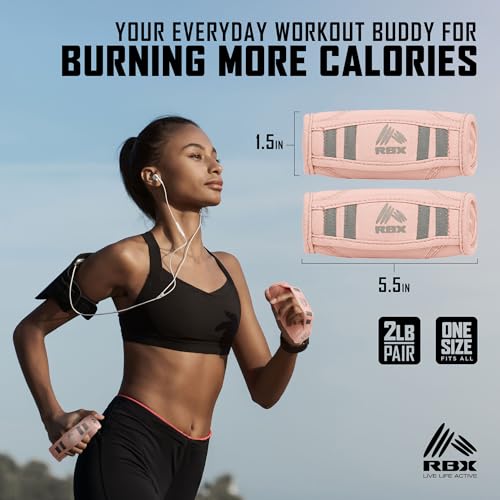 RBX 2lb Walking Weights Pair (1lb Each), Soft Hand Weights with Reflective Safety Straps, Ergonomic Grip & Breathable Fabric, Add Resistance to Walking, Jogging & Aerobics