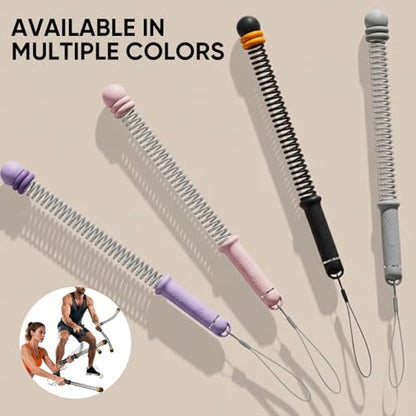 Saker Upgraded Adjustable Ropeless Battle Ropes, Steel Spring Core Rope Trainer with Rubber-Grip Handles, Wrist Straps & Portable HIIT Strength Cardio Workout, Exercise Equipment for Home Gym(Purple)