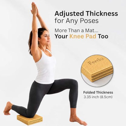 Foldable Yoga Mat, 72" x 24", 6mm Thick, Lightweight & Non-Slip - color: Yellow