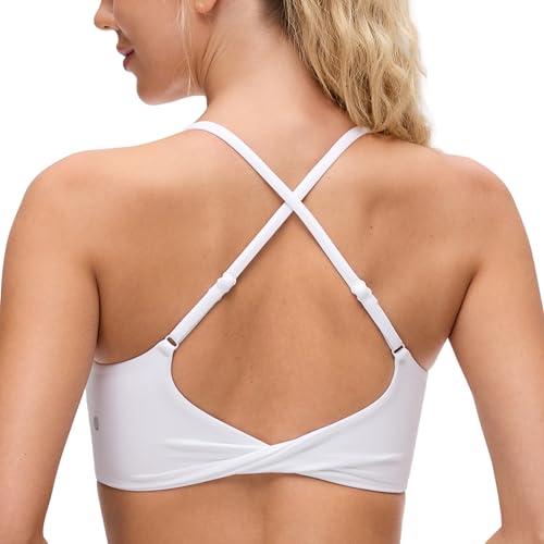 CRZ YOGA Butterluxe Twist Back Sports Bras - color: White, size: Small