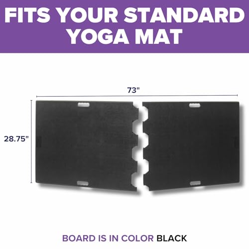 Yoga Mat Support Board – Portable Yoga Platform for Carpet, Grass & Uneven Surfaces – Indoor/Outdoor Stability Base for Yoga, Pilates & Barre – Thick, Durable, Lightweight – 73" x 28.75", Black