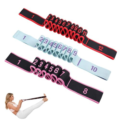 Numbered Resistance Bands Set - Workout Bands for Stretching & Yoga, Adjustable Elastic Exercise Loops - Leg Training Straps for Women & Seniors