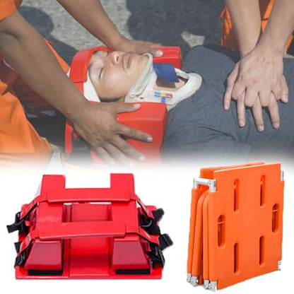 Portable Spine Board Stretcher - Two-Fold Emerncy Backboard for Water & Pool, with Foam Head Imlizer & Safe Belt, Ideal for Lifeguards & First Responders - color: Board+head Immobilizer