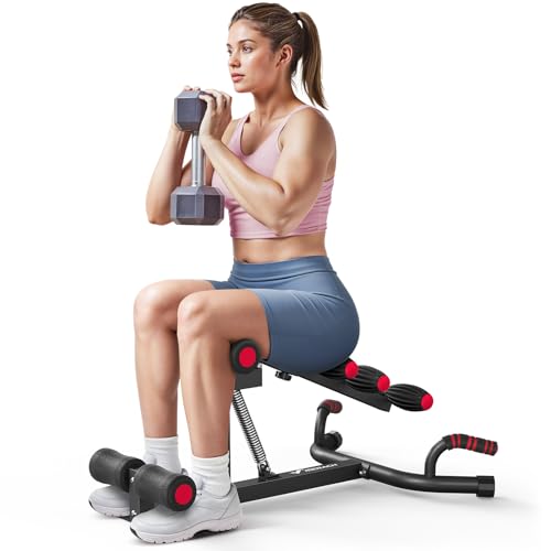MERACH Deep Squat Machine for Women, Adjustable Glutes Trainer Machine, Core & Leg Exercise, Push Up Board Workout Equipment at Home Gym - color: Black&Red, size: Large