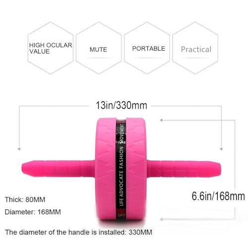 Ab Roller Wheel for Abs Workout - Complete Home Gym Set with AB Wheel Roller, Knee Mat, and Jump Rope (Pink)