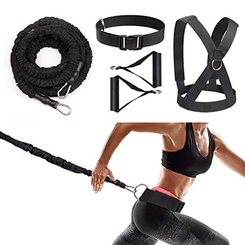 Resistance Running Training Bungee Band, Bungee Resistance Cord Set, Long Resistance Band, Lateral Movement Sprint Overspeed Training Fitness for Fast - color: Black Rope, size: 2M