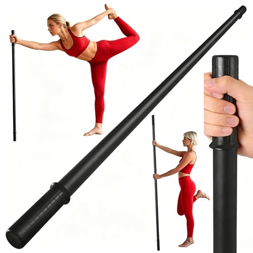 Yoga Stick 5ft, Adjustable Stretching Stick with 4 Steel Rods, Non-Slip Handle and Exercise Guide for Stretching and Exercise Physical Therapy, Pilates, Multi-Functional Fitness Stick.