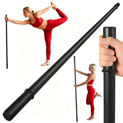 Yoga Stick 5ft, Adjustable Stretching Stick with 4 Steel Rods, Non-Slip Handle and Exercise Guide for Stretching and Exercise Physical Therapy, Pilates, Multi-Functional Fitness Stick.
