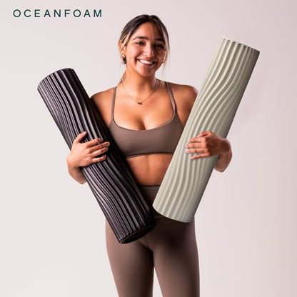 Tsunami Roller (Natural) - Extra-Large, 26" x 5.9" - Soft, Textured Foam Roller for Physical Therapy, Back Pain, Exercise & Stretching - Wave Textured - Yoga, Athletics, & Wellness