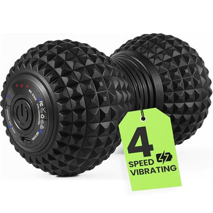 4-Speed Vibrating Peanut Massage Ball for Targeted Muscle Relaxation & Mobility Support | Textured Deep Pressure Roller | Compact & Rechargeable
