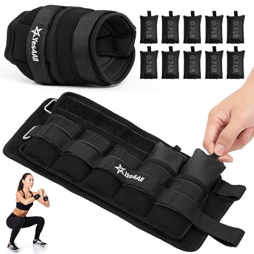 Yes4All Adjustable Wrist & Ankle Weights 3.5/5 LB Pair, Leg Weights for Women & Men, Weighted Arm Bands with Removable Sandbags for Fitness, Pilates, Walking, Strength Training - Versatile Colors